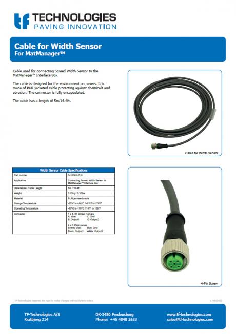 Cable for Width Sensor for MatManager™